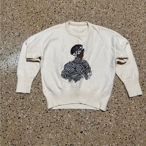Women's Cream Sweater with Artistic Design